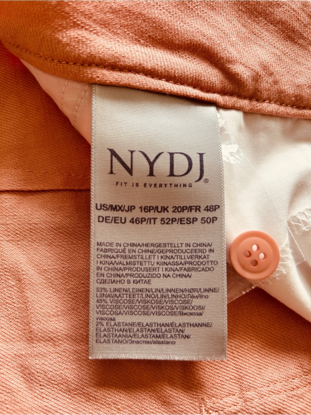 NYDJ Linen Shorts 16P Lift Tuck Technology Coral Pink Bermuda Style NWOT - Picture 10 of 11
